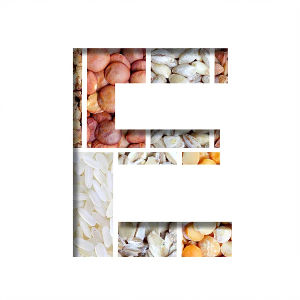 Шрифт Здоровой Пищи Буква Вырезается Белой Бумаги Фоне Здоровой Пищи — стоковое фото