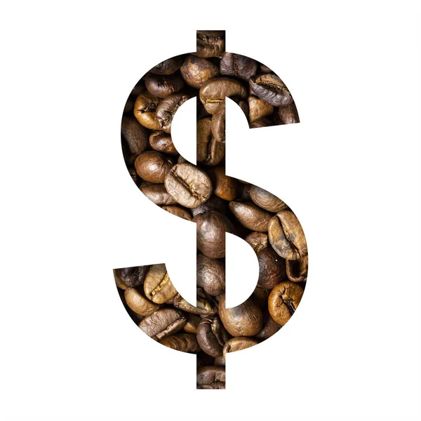 Coffee Beans Font Dollar Money Business Symbol Cut Out Paper — Stock Photo, Image
