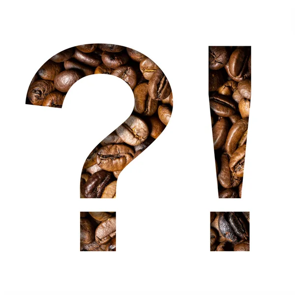 Coffee Beans Font Exclamation Question Marks Cut Out Paper Background —  Fotos de Stock