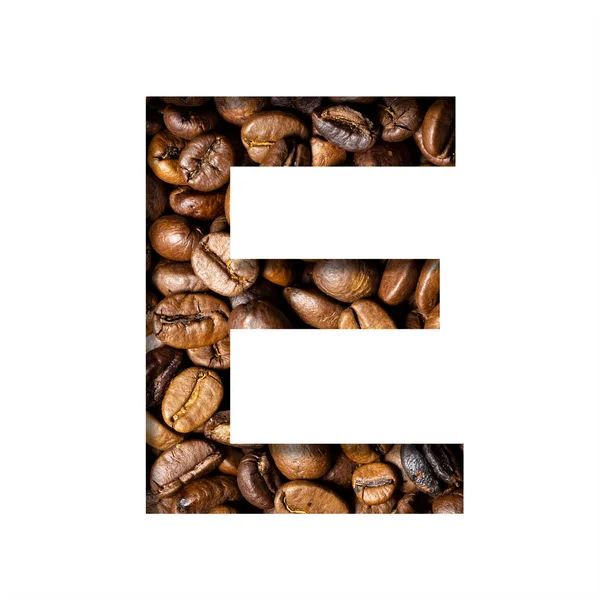 Coffee Beans Font Letter Cut Out Paper Background Roasted Beans —  Fotos de Stock