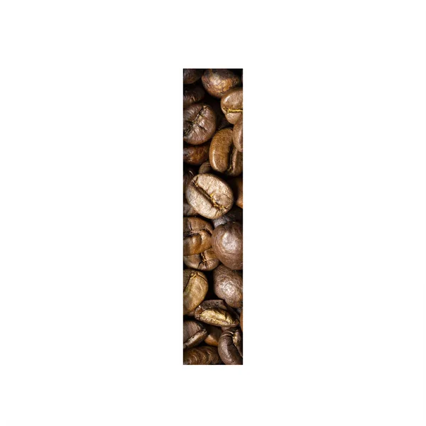 Coffee Beans Font Letter Cut Out Paper Background Roasted Beans —  Fotos de Stock