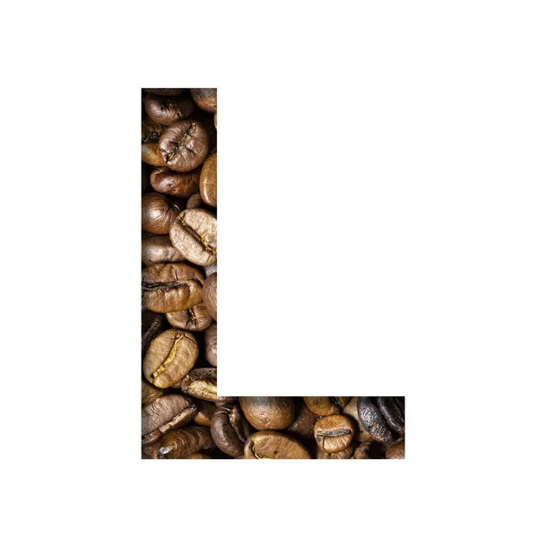 Coffee Beans Font Letter Cut Out Paper Background Roasted Beans —  Fotos de Stock