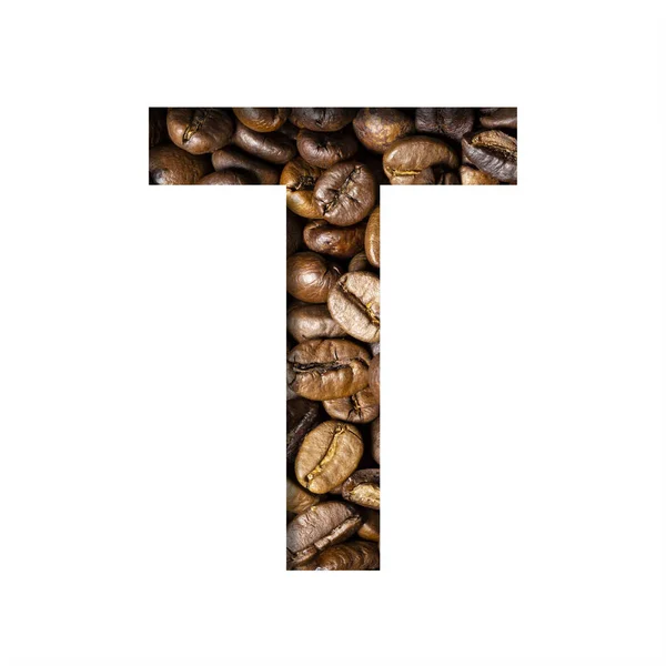 Coffee Beans Font Letter Cut Out Paper Background Roasted Beans —  Fotos de Stock