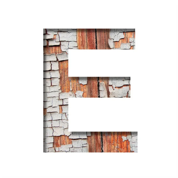 Винтажный Шрифт Буква Вырезана Бумаги Фоне Старой Деревянной Стены Сломанной — стоковое фото