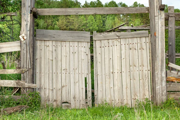 Porta Madeira Velha Solar Abandonado Vila — Fotografia de Stock