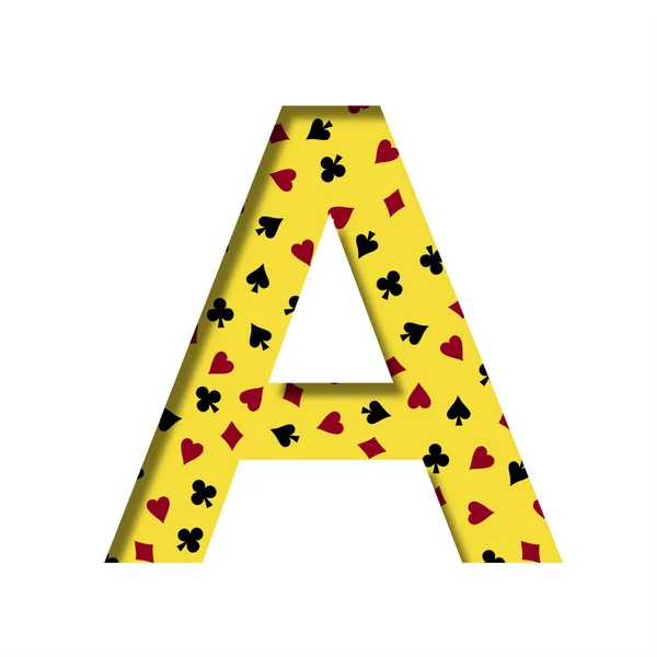 Casino Font Letter Cut Out Paper Yellow Background Pattern Card — Stock fotografie