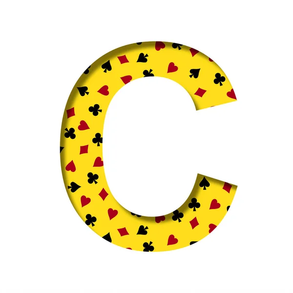 Casino Font Letter Cut Out Paper Yellow Background Pattern Card — Stock fotografie