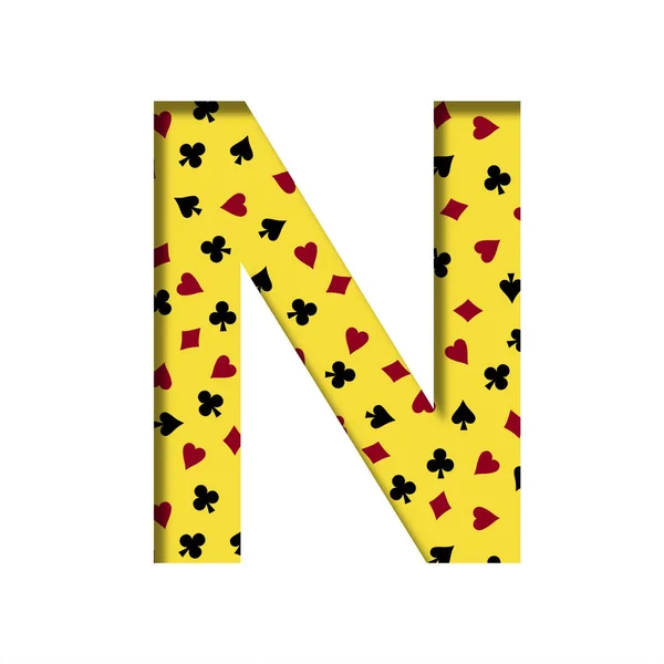 Casino Font Letter Cut Out Paper Yellow Background Pattern Card — Stockfoto