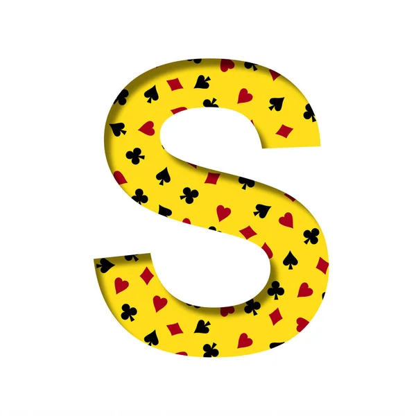 Casino Font Letter Cut Out Paper Yellow Background Pattern Card — Stock fotografie