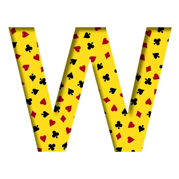 Casino Font Letter Cut Out Paper Yellow Background Pattern Card — Stock fotografie