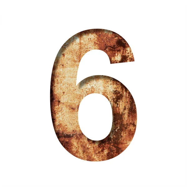 Rezavé Železné Číslice Číslice Šest Šest Vystřižených Papíru Pozadí Starého — Stock fotografie
