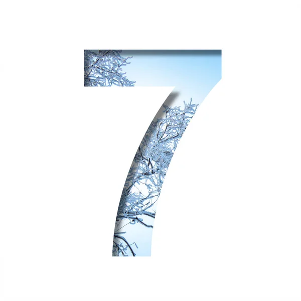 Winter Digits Digit Seven Cut Out Paper Background Winter Sky — Stock Photo, Image