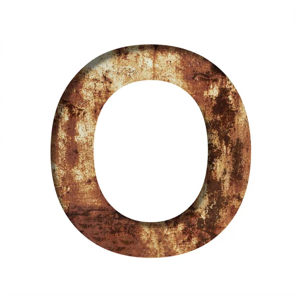 Paslı demir harfler. Paslı ve çatlakları olan paslı demir bir çarşafın arka planında 