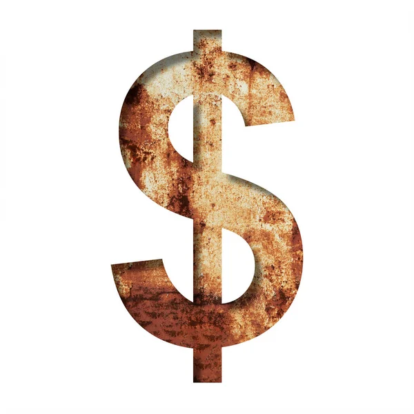 Roestig Ijzeren Lettertype Dollar Money Business Symbool Gesneden Uit Papier — Stockfoto