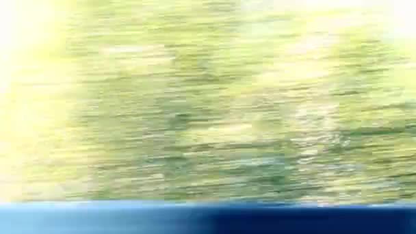 Абстрактне Розмите Зображення Вид Швидкого Проїзду Автомобіля Лісі Яскравий Сонячний — стокове відео