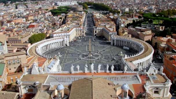 梵蒂冈的圣彼得广场 俯瞰罗马和周围世界上最有名的广场 — 图库视频影像