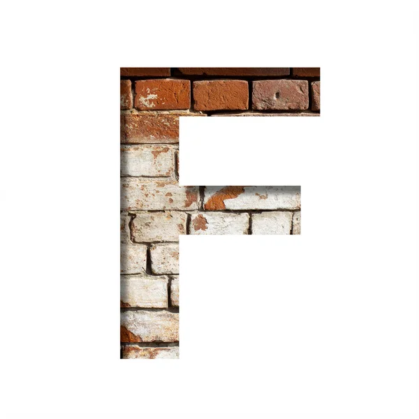 Brick Font Letter Background Old Brick Wall Peeled Paint Decorative — Stock Photo, Image