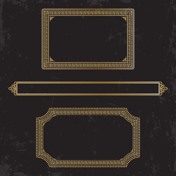 Drie gilt ingericht frames — Stockvector