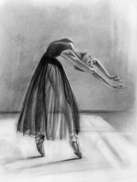 Bailarina Danza Bosquejo Artes Gráficas Dibujo Lápiz — Foto de Stock