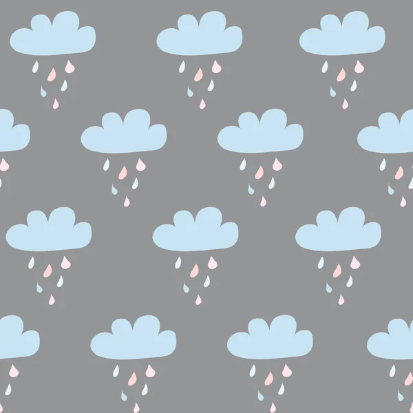 seamless pattern with clouds. digital illustration. decor for decoration. Wallpaper for the children\'s room. raindrops. Clip art for scrapbooking. Weather sky. texture rain