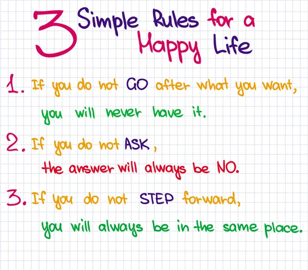 3 reglas simples en la vida — Vector de stock