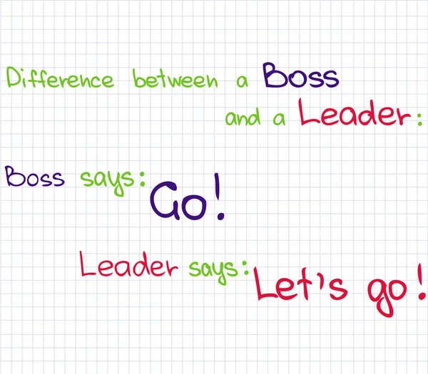 Difference between boss and leader — Stock Vector