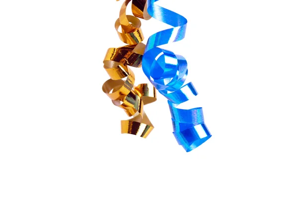 Två golden och blå band isolerad på vit bakgrund — Stockfoto