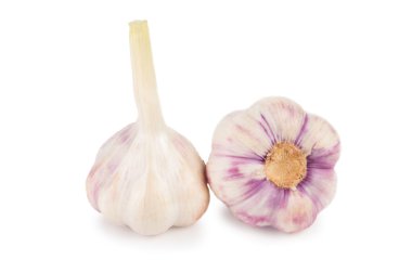 sarımsak izole üzerinde beyaz arka plan ayarlamak