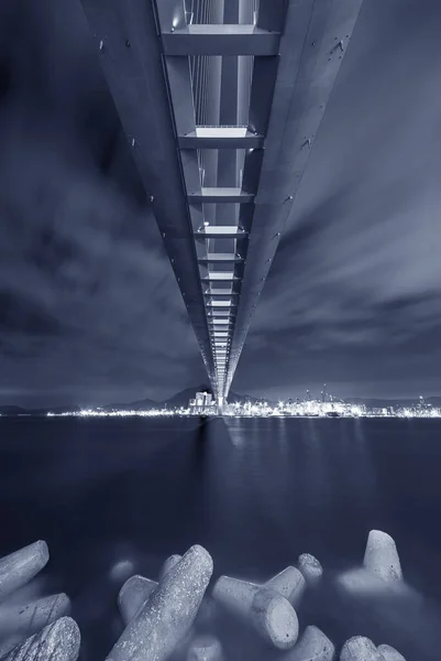 Puente Cutterstone Puerto Carga Ciudad Hong Kong Por Noche —  Fotos de Stock