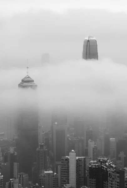 Skyline Del Puerto Victoria Ciudad Hong Kong Niebla —  Fotos de Stock