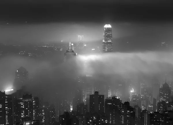 Skyline Del Puerto Victoria Ciudad Hong Kong Niebla —  Fotos de Stock