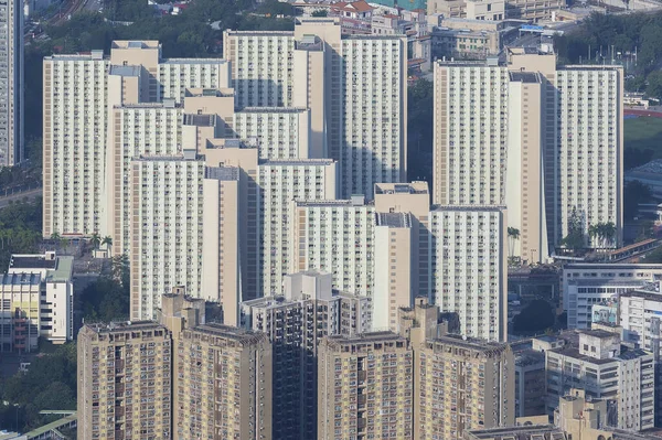 Flygfoto Höghus Bostadshus Hongkong Stad — Stockfoto