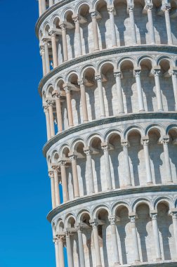 Pisa, Tuscany, İtalya 'daki eğik kule detayları