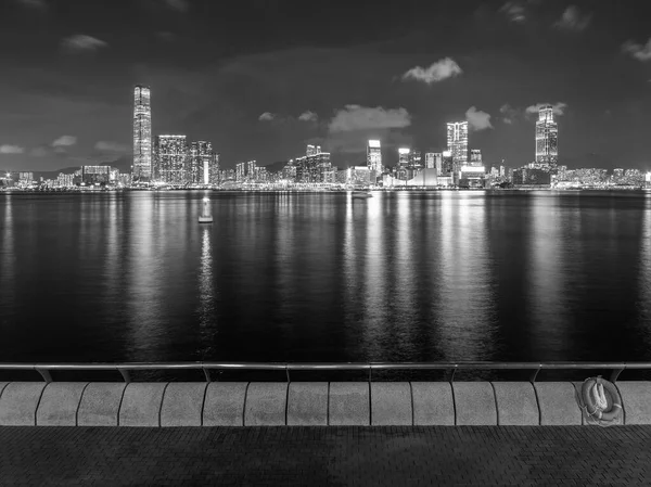 Nacht Landschap Van Victoria Haven Van Hong Kong Stad — Stockfoto