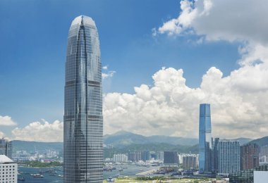 Hong Kong şehrinin silueti.