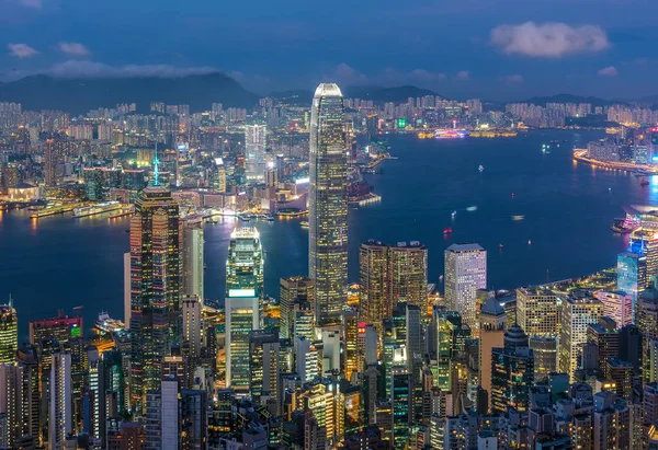 Hong Kong Victoria Limanının Gece Manzarası — Stok fotoğraf