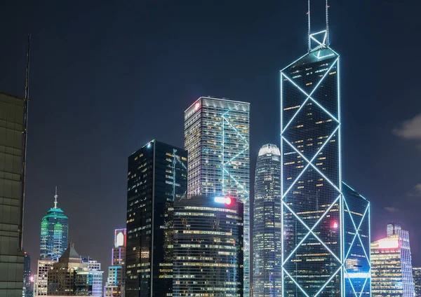 Skyline Van Hong Kong Stad Nachts — Stockfoto