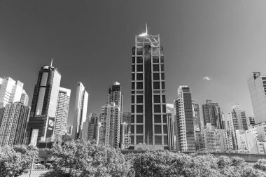 Hong Kong 'un merkezindeki yüksek binalar.