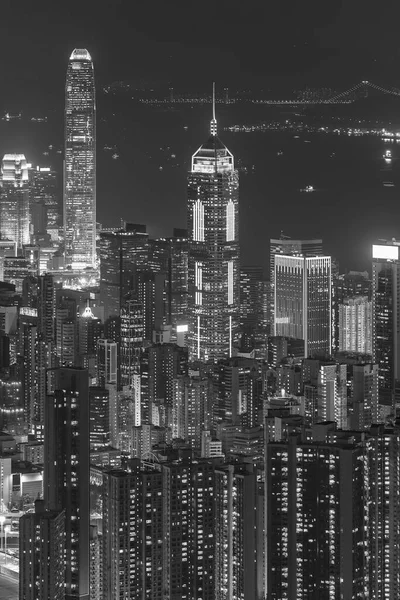 Skyline Des Stadtzentrums Von Hongkong Bei Nacht — Stockfoto