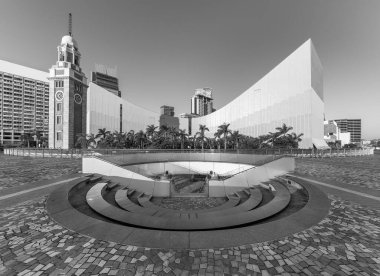 Hong Kong şehrinin tarihi saat kulesi.