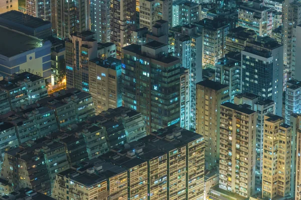 Éjszakai Jelenet Légi Kilátás Hong Kong City — Stock Fotó