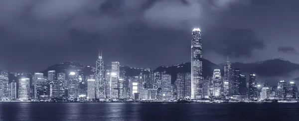 Panorama Victoria Harbor Hong Kong City Night — Stock Photo, Image