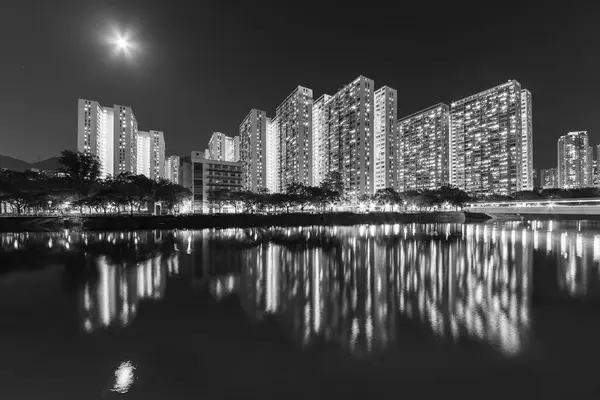 Felső Emeleti Lakóépület Állami Ingatlan Hong Kong Város Éjjel — Stock Fotó