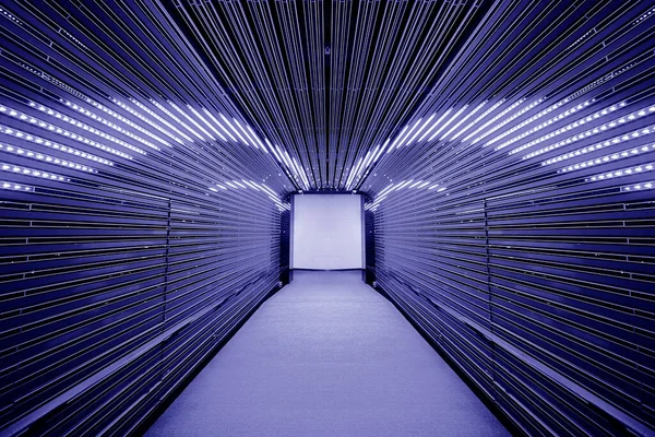 Vista Interna Del Moderno Tunnel Futuristico Costruire Sfondo Astratto — Foto Stock