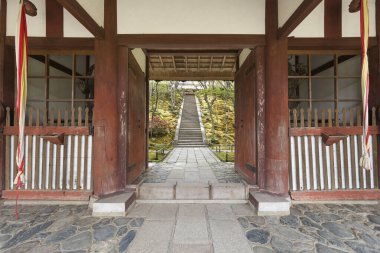 Japon bahçesine giriş Arashiyama, Kyoto, Japonya