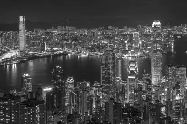 香港维多利亚港夜景鸟瞰 — 图库照片