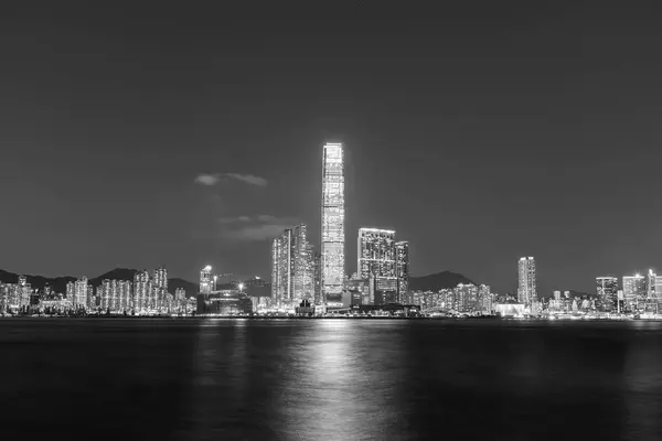 Skyline Victoria Harbor Hong Kong Την Νύχτα — Φωτογραφία Αρχείου