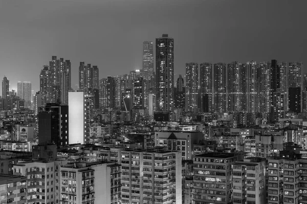 Paisagem Noturna Horizonte Centro Cidade Hong Kong — Fotografia de Stock