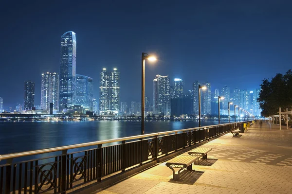 Seaside Promenade Harbor Hong Kong City Night — Stock Photo, Image