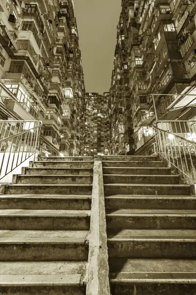 Стадион Старый Жилой Дом Жилом Районе Города Гонконг — стоковое фото